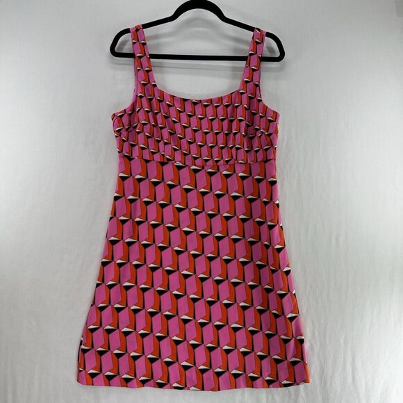 Diane Von Furstenberg Dresses & Skirts - Diane Von Furstenberg Mini Shift Dress Sz S Sleeveless Squareneck Geometric Pink
